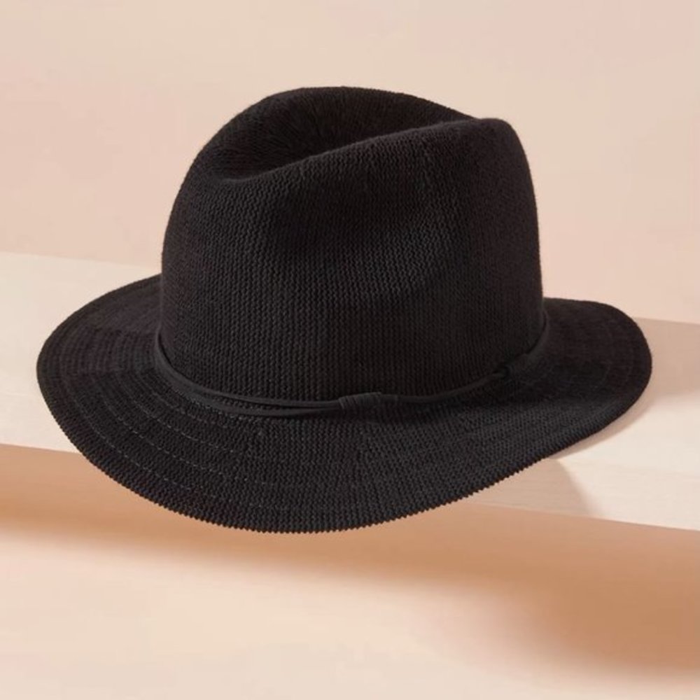 NWT Anthropologie Trimmed Fedora Mesh Black Boho